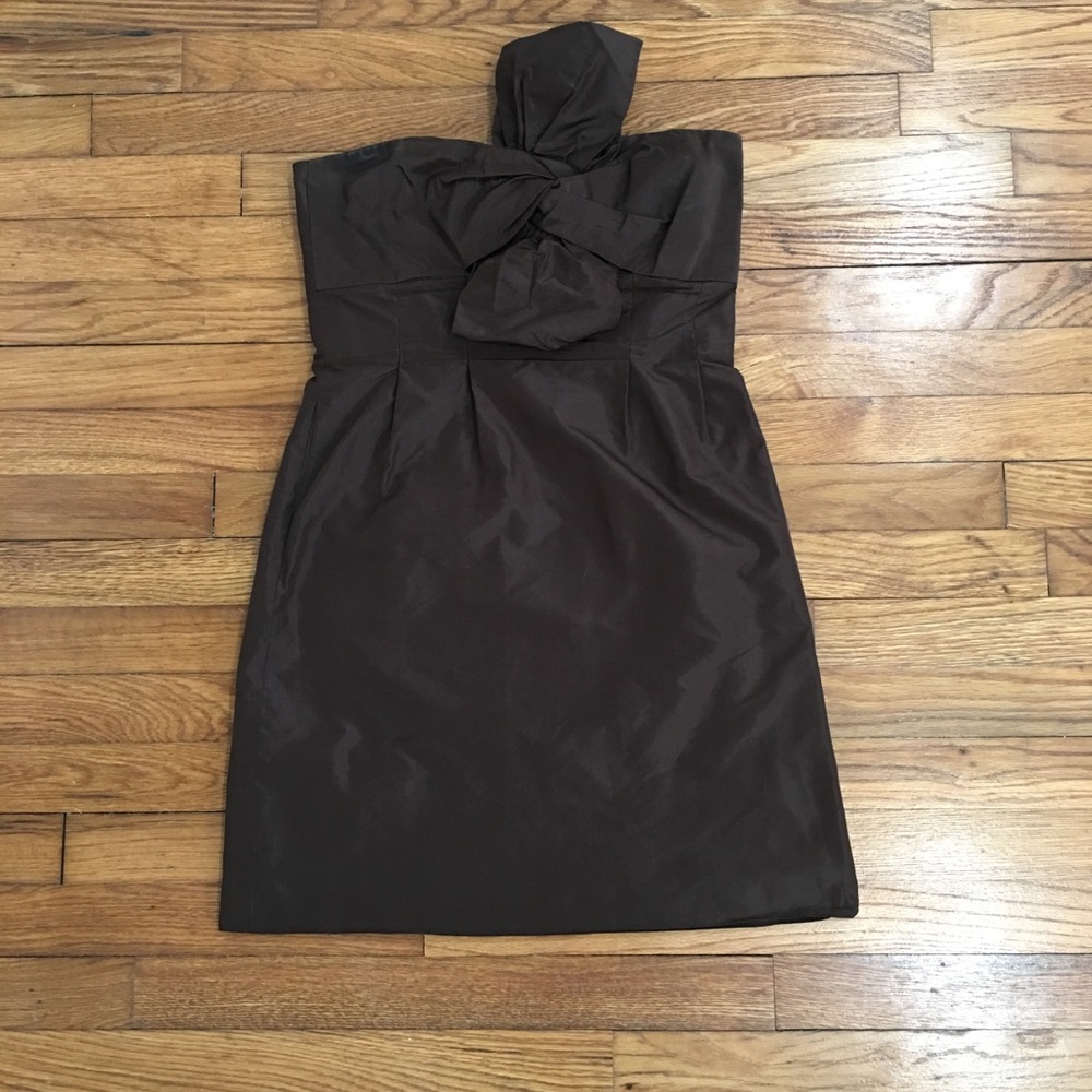 J Crew bow monde dress in chocolate brown-size 4P